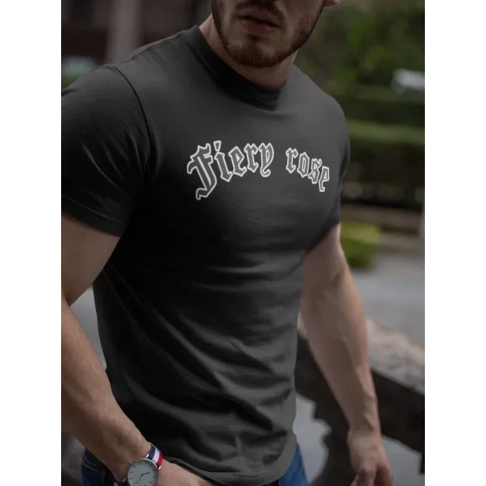 MARSiLYAN- Erkek Bisiklet Yaka Baskılı Oversize T-Shirt - Siyah