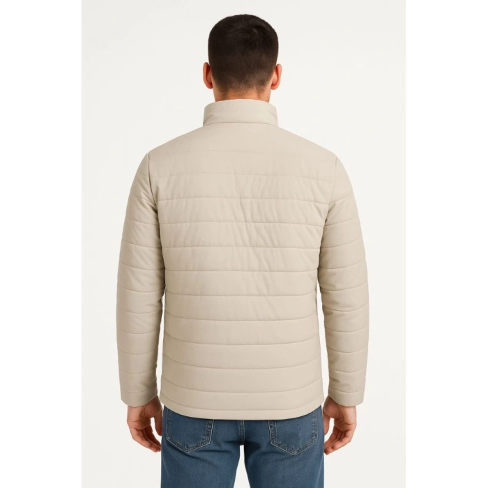 MARSiLYAN- Erkek Bomber Mont Ceket – Su İtici Kumaş, Kapitone Astarlı, Fermuarlı, Kışlık - Bej