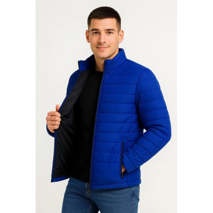 MARSiLYAN- Erkek Bomber Mont Ceket – Su İtici Kumaş, Kapitone Astarlı, Fermuarlı, Kışlık - Saks Mavisi
