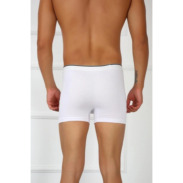 MARSiLYAN- Erkek Büyük Beden Pamuklu Likralı Boxer Beyaz