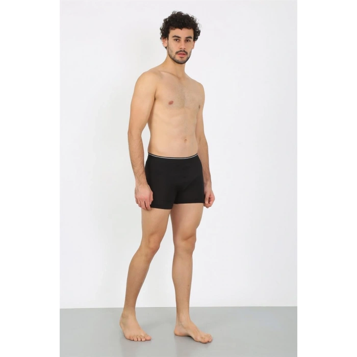 MARSiLYAN- Erkek Büyük Beden Siyah Pamuk Likralı Rahat Kalıp Boxer