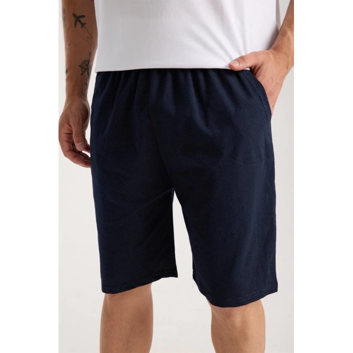 MARSiLYAN- Erkek Cepli Lakost Pamuk Penye Şort Lacivert