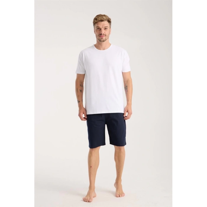 MARSiLYAN- Erkek Cepli Lakost Pamuk Penye Şort Lacivert