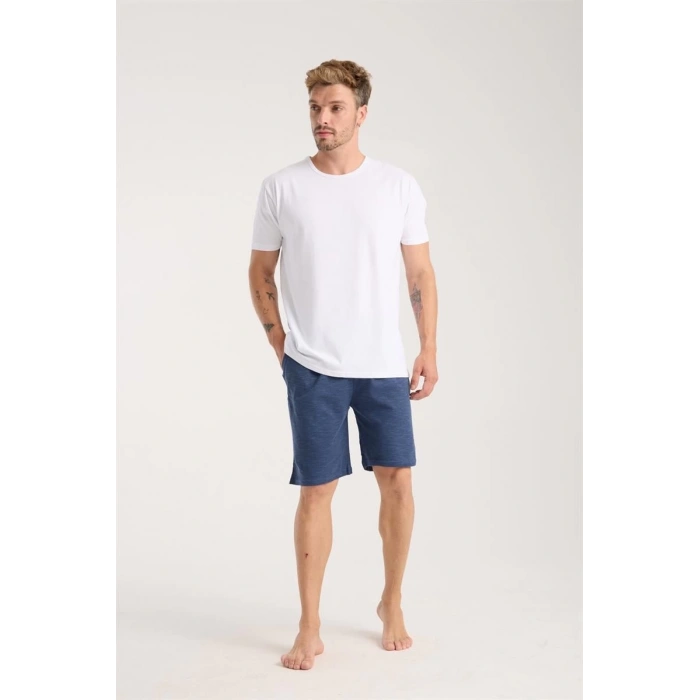 MARSiLYAN- Erkek Cepli Pamuk Penye Şort Lacivert