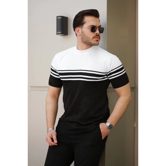 MARSiLYAN- Erkek çizgili Kısa Kollu T-shirt