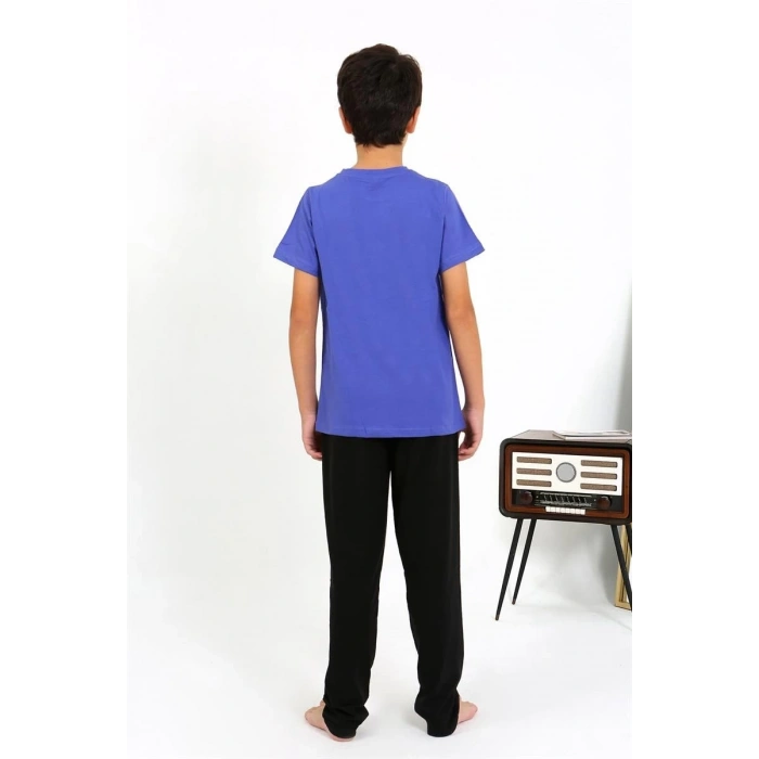MARSiLYAN- Erkek Çocuk Kısa Kol Penye Pijama Takım Saks
