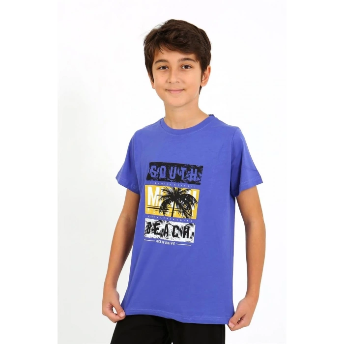 MARSiLYAN- Erkek Çocuk Kısa Kol Penye Pijama Takım Saks