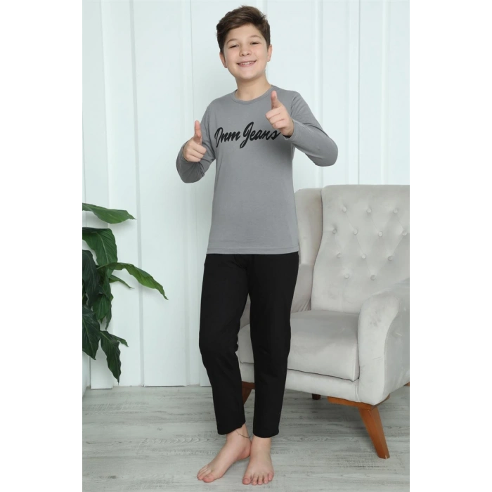 MARSiLYAN- Erkek Çocuk Penye Pijama Takım Füme