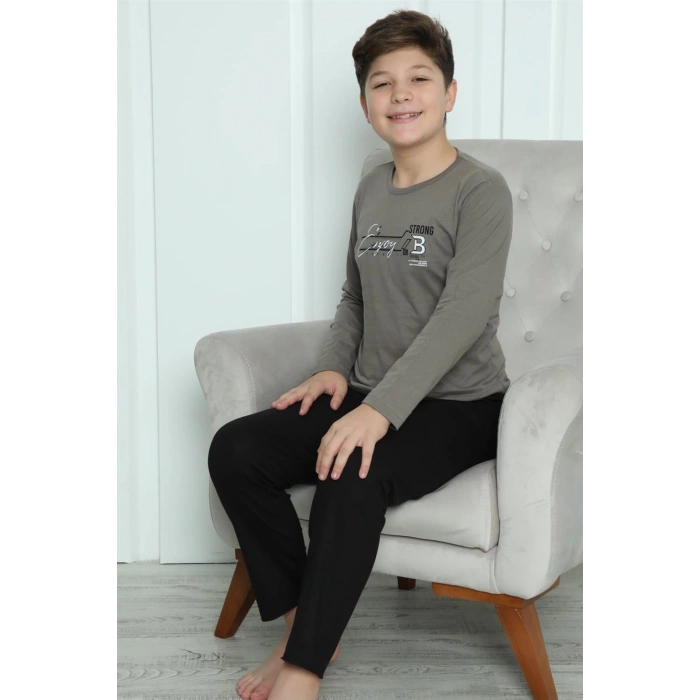 MARSiLYAN- Erkek Çocuk Penye Pijama Takım Vizon