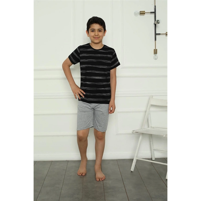 MARSiLYAN- Erkek Çocuk Penye Şortlu Pijama Takım Siyah