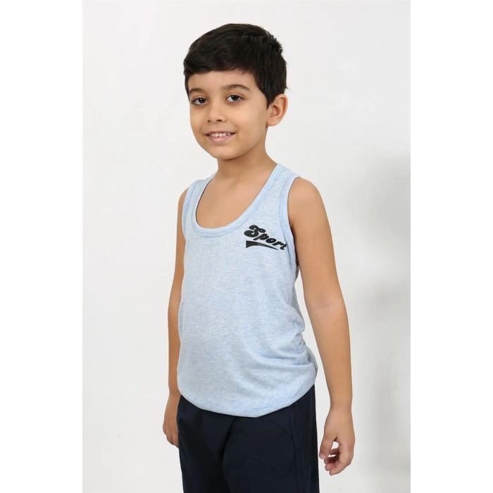 MARSiLYAN- Erkek Çocuk Sıfır Kol Penye Pijama Takım Mavi