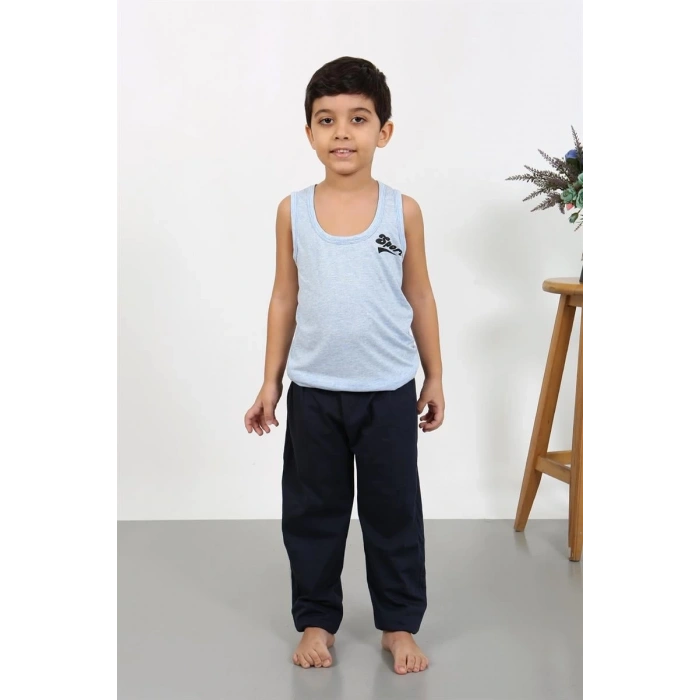 MARSiLYAN- Erkek Çocuk Sıfır Kol Penye Pijama Takım Mavi