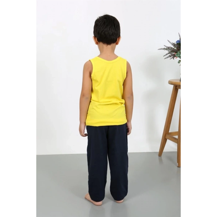 MARSiLYAN- Erkek Çocuk Sıfır Kol Penye Pijama Takım Sarı