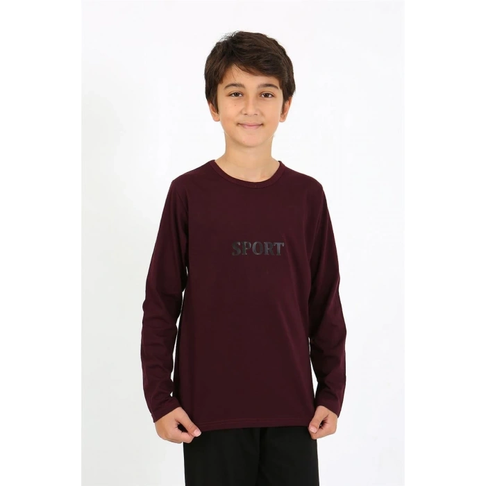 MARSiLYAN- Erkek Çocuk Uzun Kol Penye Pijama Takım Bordo
