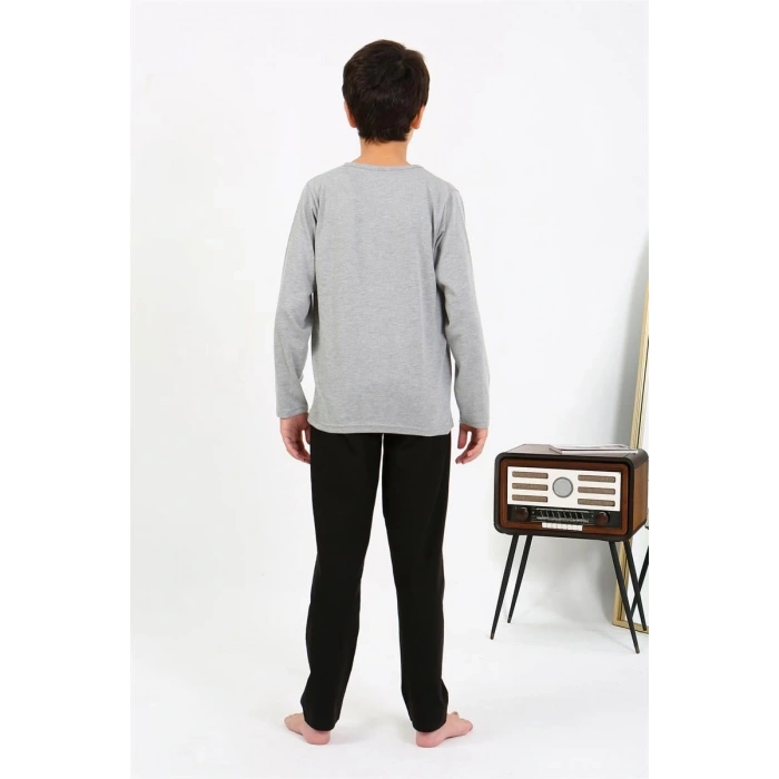 MARSiLYAN- Erkek Çocuk Uzun Kol Penye Pijama Takım Gri