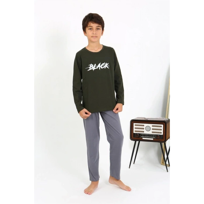 MARSiLYAN- Erkek Çocuk Uzun Kol Penye Pijama Takım Haki