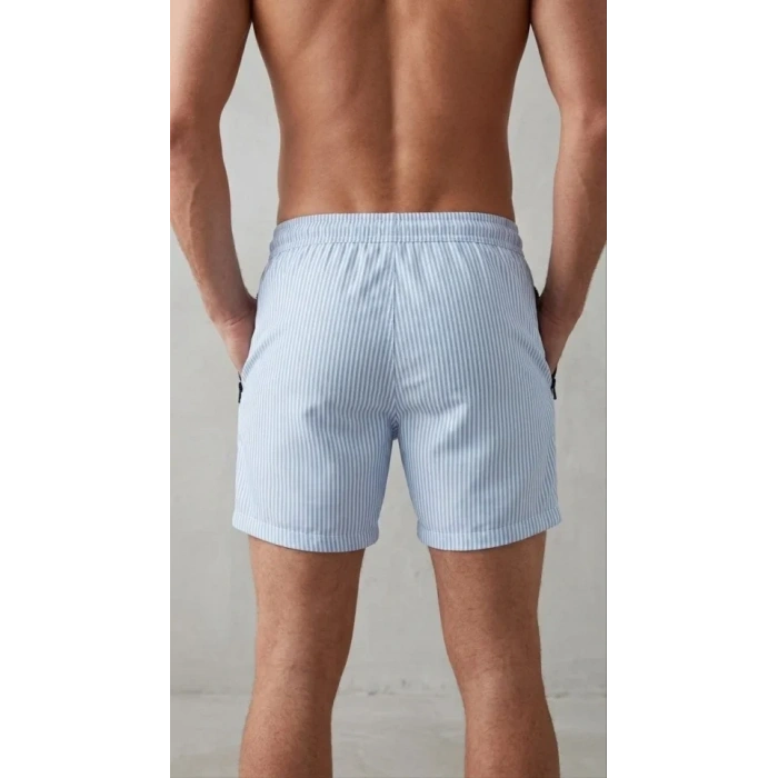 MARSiLYAN- Erkek Deniz Şortu Fermuarlı Cepli File Astarlı Hızlı Kuruyan Premium - Bebek Mavisi