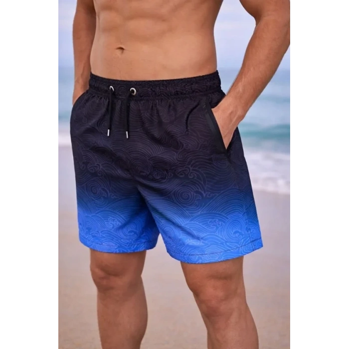 MARSiLYAN- Erkek Deniz Şortu Fermuarlı Cepli File Astarlı Hızlı Kuruyan Premium - Çok Renkli