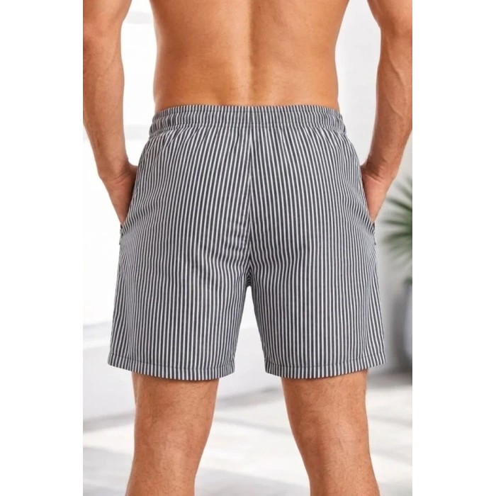 MARSiLYAN- Erkek Deniz Şortu Fermuarlı Cepli File Astarlı Hızlı Kuruyan Premium - Siyah