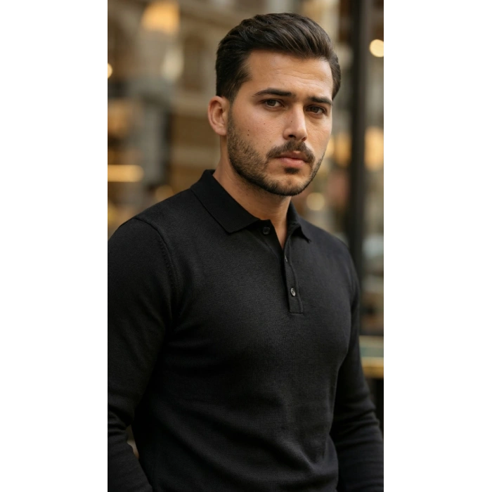 MARSiLYAN- Erkek Düğme Yakalı Triko