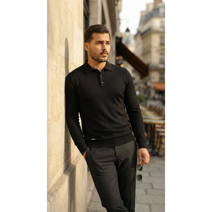 MARSiLYAN- Erkek Düğme Yakalı Triko