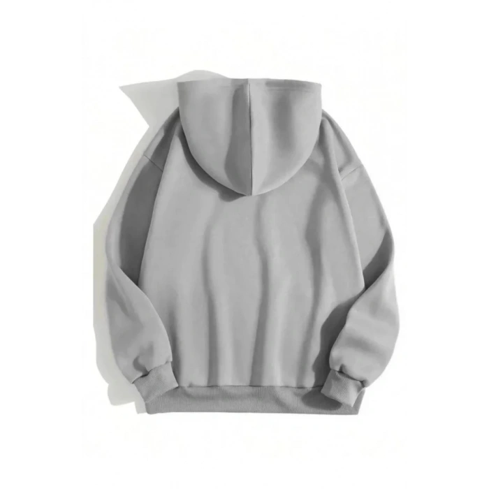 MARSiLYAN- Erkek Düz Kapüşonlu Sweat - Boyalı Gri