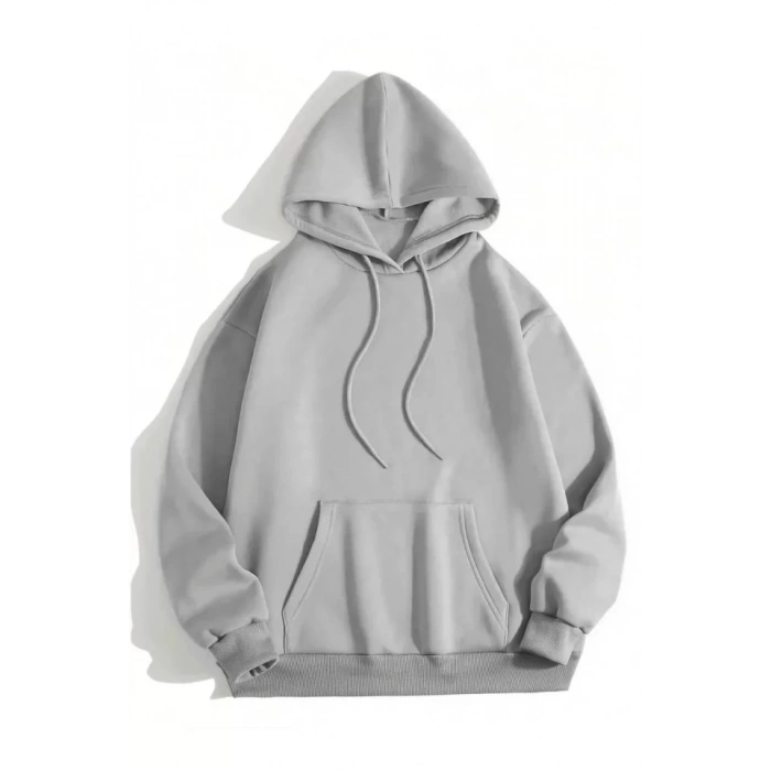 MARSiLYAN- Erkek Düz Kapüşonlu Sweat - Boyalı Gri