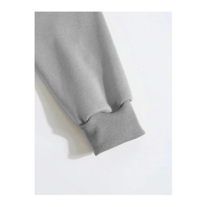 MARSiLYAN- Erkek Düz Kapüşonlu Sweat - Boyalı Gri