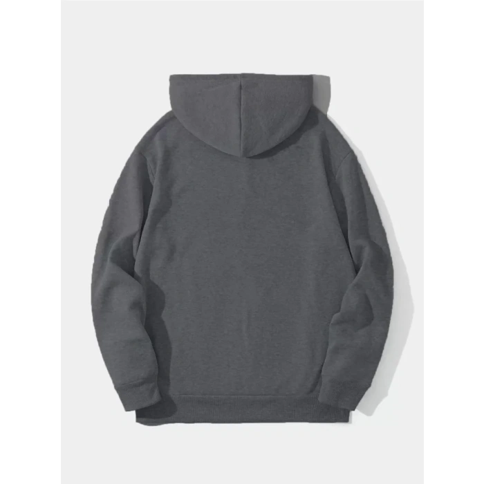 MARSiLYAN- Erkek Düz Kapüşonlu Sweat - Füme