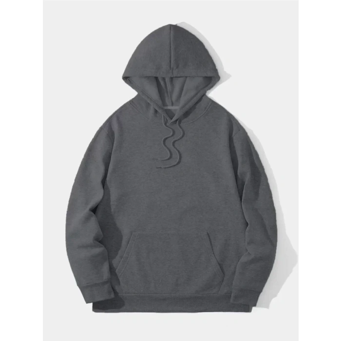 MARSiLYAN- Erkek Düz Kapüşonlu Sweat - Füme