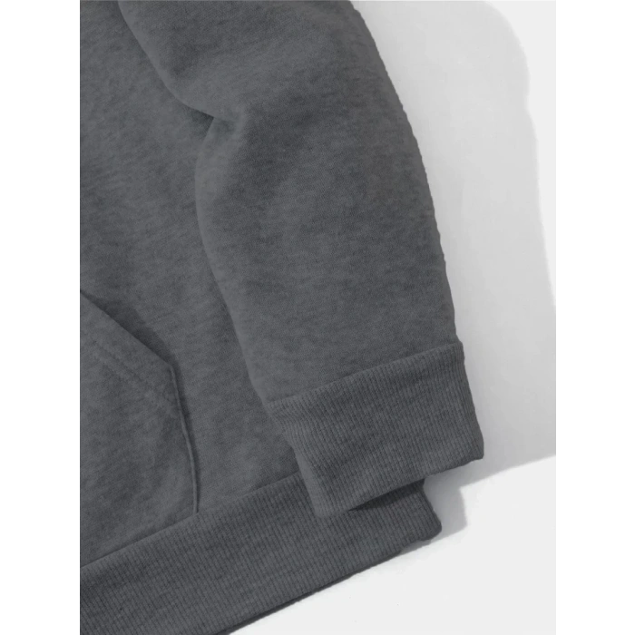 MARSiLYAN- Erkek Düz Kapüşonlu Sweat - Füme