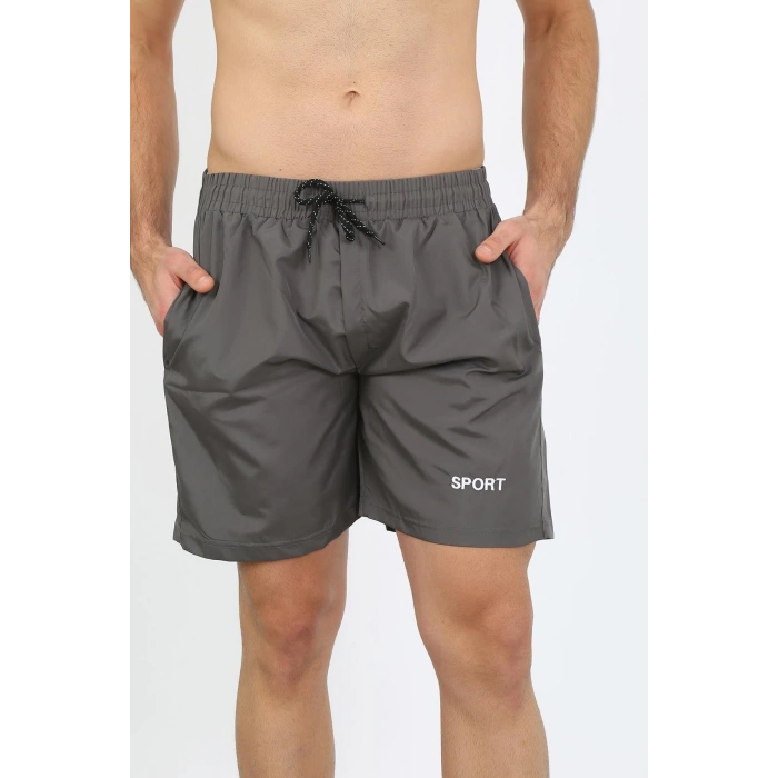 MARSiLYAN- Erkek Fermuar Cepli Deniz Şortu Füme