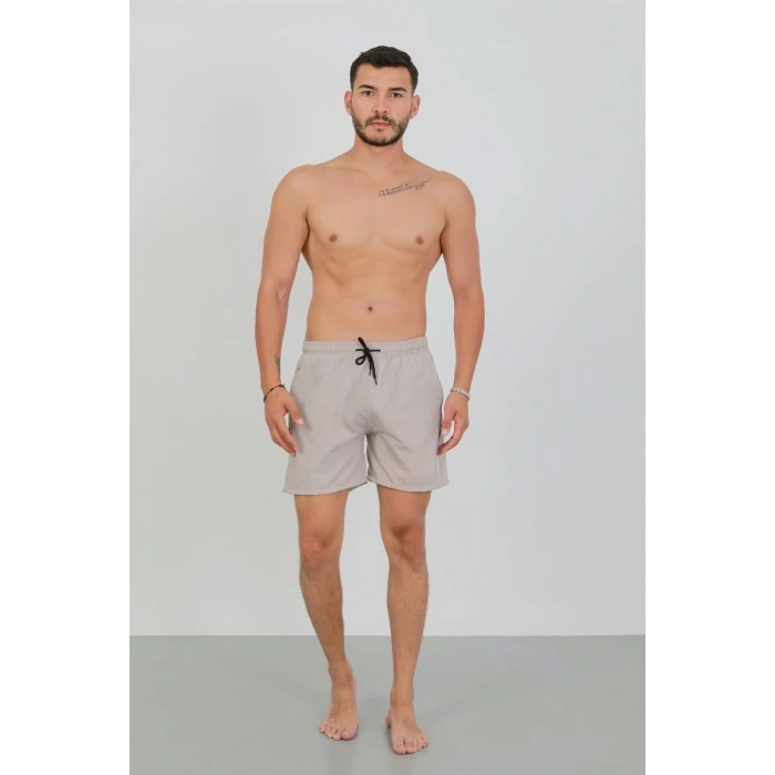 MARSiLYAN- Erkek Fermuarlı Cepli Deniz Şortu Bej