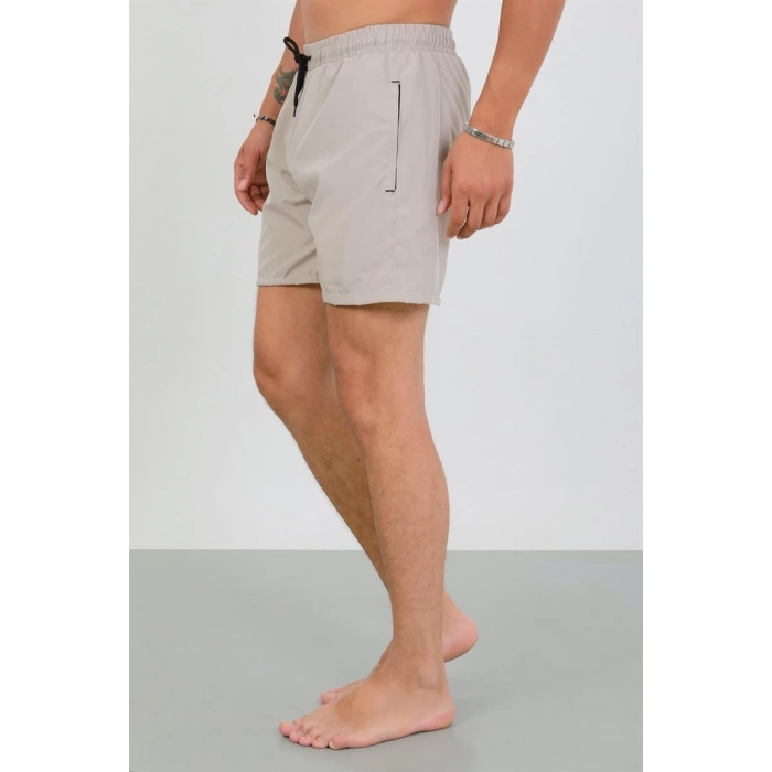 MARSiLYAN- Erkek Fermuarlı Cepli Deniz Şortu Bej