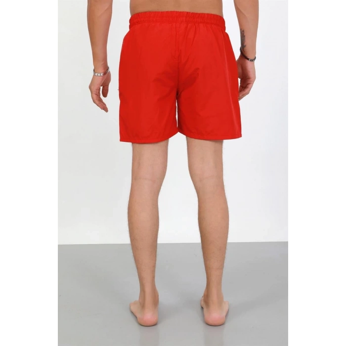 MARSiLYAN- Erkek Fermuarlı Cepli Deniz Şortu Kırmızı