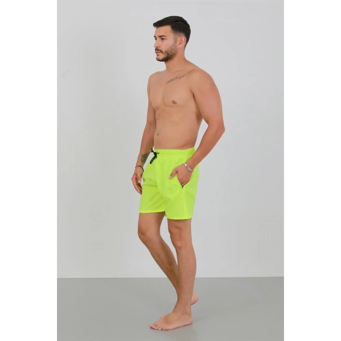 MARSiLYAN- Erkek Fermuarlı Cepli Deniz Şortu Neon Yeşil