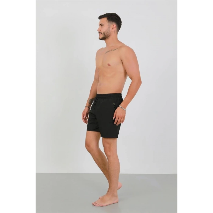 MARSiLYAN- Erkek Fermuarlı Cepli Deniz Şortu Siyah