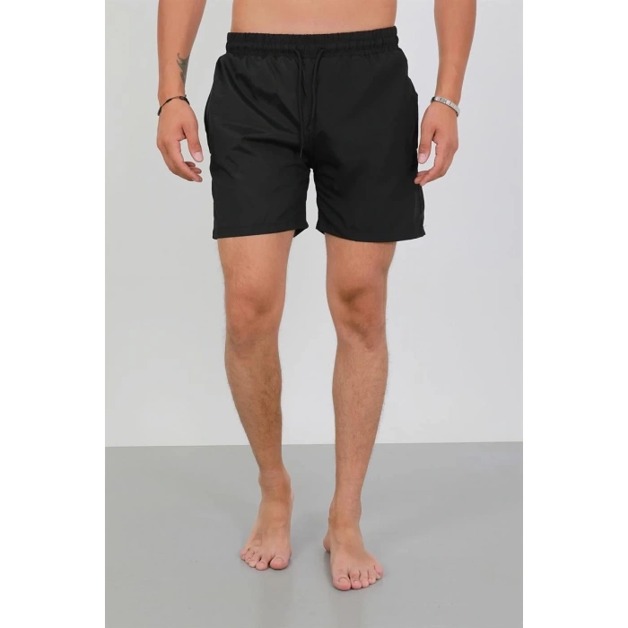 MARSiLYAN- Erkek Fermuarlı Cepli Deniz Şortu Siyah