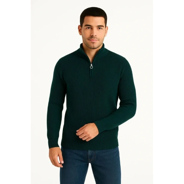 MARSiLYAN- Erkek Fitilli Triko Kazak 3’lü Set – Haki, Siyah, Antrasit Kalın Dokuma Pamuklu Regular Fit V Yaka Fermuarlı Uzun Kollu Rahat Kışlık Kazak Kombini