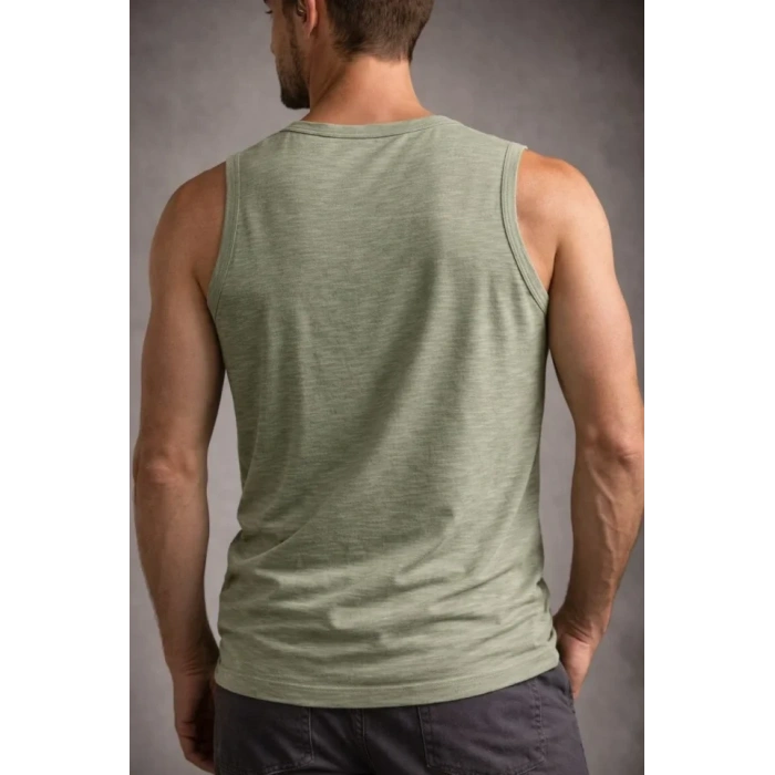 MARSiLYAN- Erkek Flamlı Kumaş Sıfır Kolsuz Atlet Basic Spor Üst, Günlük Ve Fitness Kullanımına Uygun - Mint Yeşili