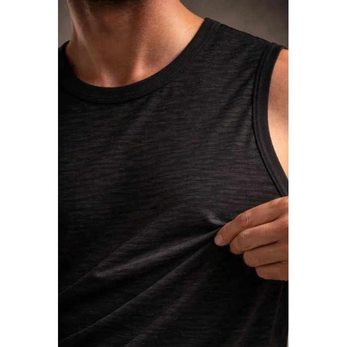 MARSiLYAN- Erkek Flamlı Kumaş Sıfır Kolsuz Atlet Basic Spor Üst, Günlük Ve Fitness Kullanımına Uygun - Siyah