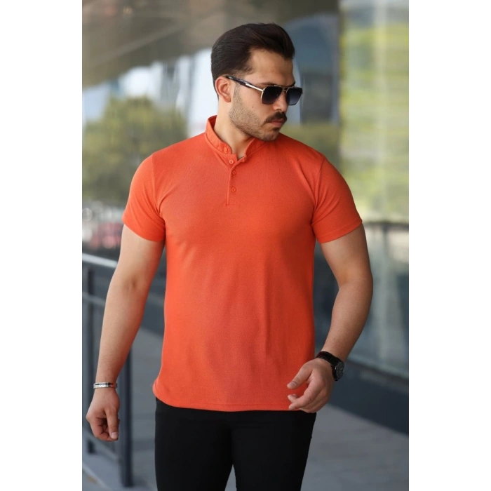 MARSiLYAN- Erkek Hakim Yaka Dokuma Pamuklu Kumaş Kısa Kollu Tişört