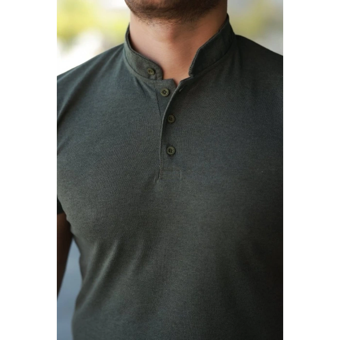 MARSiLYAN- Erkek Hakim Yaka Dokuma Pamuklu Kumaş Kısa Kollu Tişört