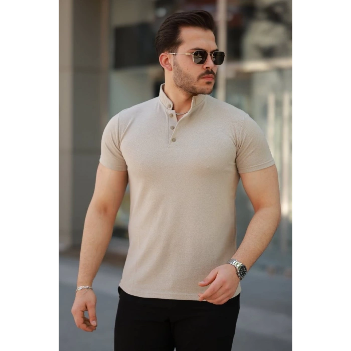 MARSiLYAN- Erkek Hakim Yaka Dokuma Pamuklu Kumaş Kısa Kollu Tshirt