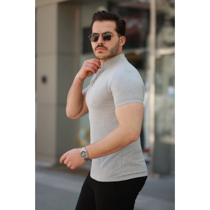 MARSiLYAN- Erkek Hakim Yaka Dokuma Pamuklu Kumaş Kısa Kollu Tshirt