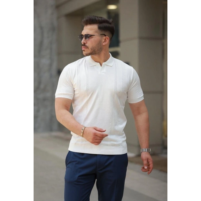 MARSiLYAN- Erkek Hemşire Yaka Kısa Kollu Tişört