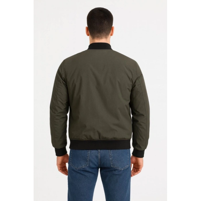 MARSiLYAN- Erkek Içi Astarlı Fermuarlı Bomber Mont Ceket - Haki