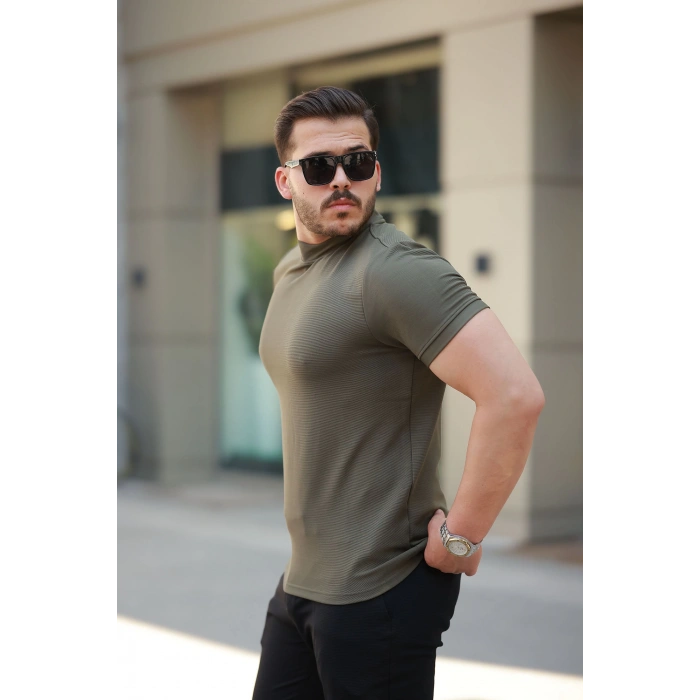 MARSiLYAN- Erkek Ince çizgi Dokulu Kısa Kollu Tişört