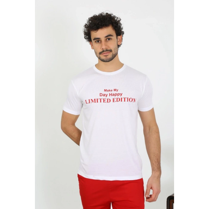 MARSiLYAN- Erkek Kısa Kol Penye Beyaz Pijama Takımı