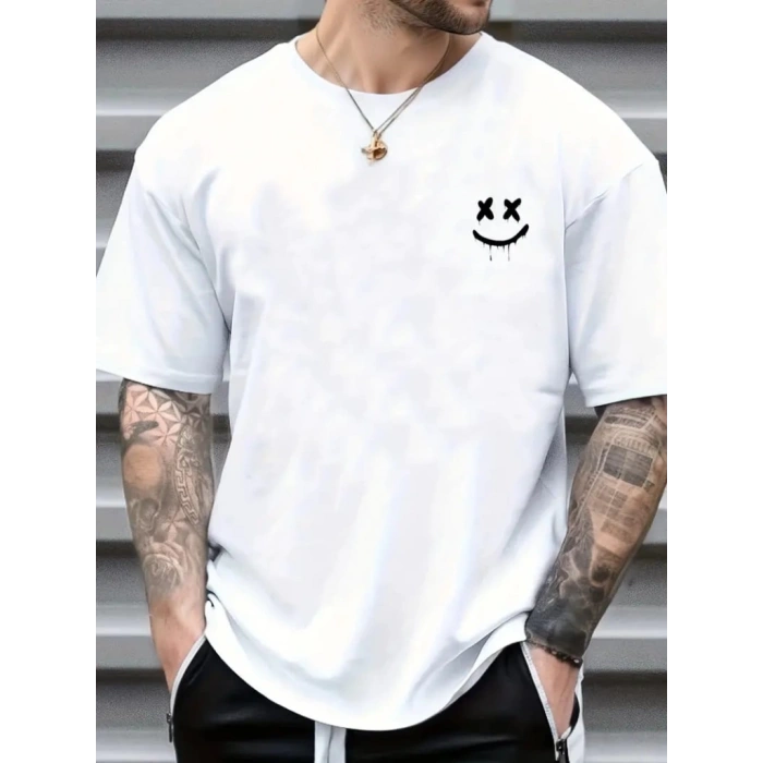 MARSiLYAN- Erkek Kısa Kollu Bisiklet Yaka Baskılı Süprem Bluz